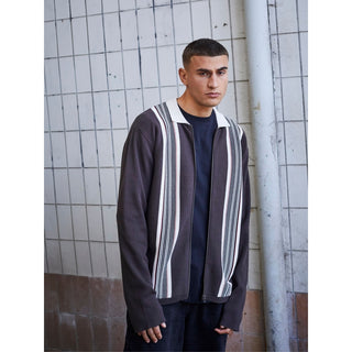 Everlast® Retro Stripe Zip Polo Knit Brown