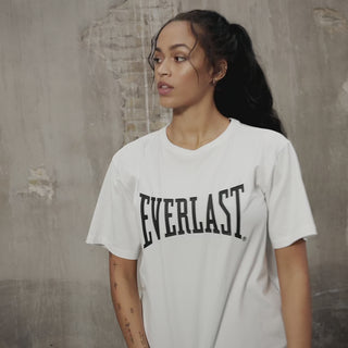 Everlast® Sport EVERLAST Womens SS Oversized Iconic Logo Cotton Stretch Tee T-shirt White